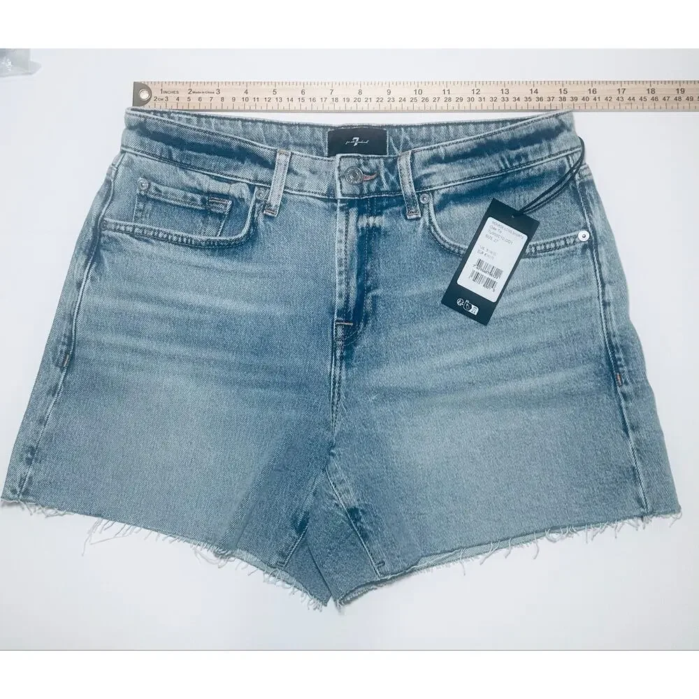7 For All Mankind Monroe Long Denim Shorts, in Ode To. Size 27. NWT’s